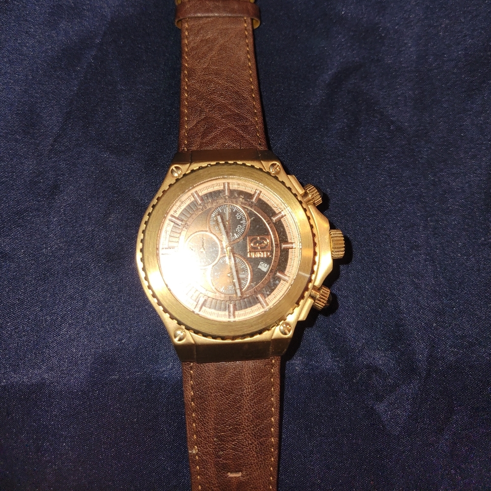 Men's leather Ecko UNLTD watch